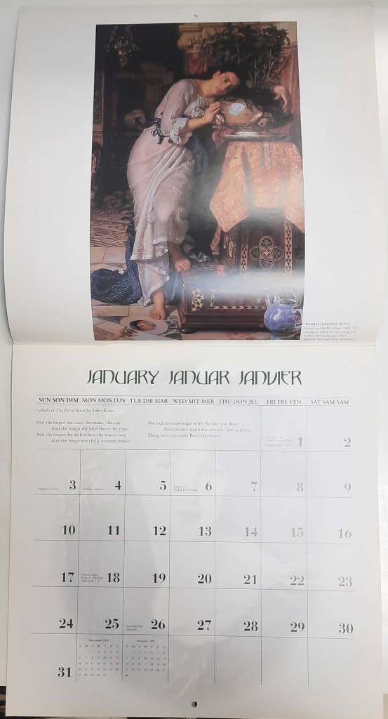 Книга &quot;Pre-Laphaelites&quot; Календарь 1999 Neues Verlag 1998 Мягкая обл. 24 с. С цветными иллюстрациями